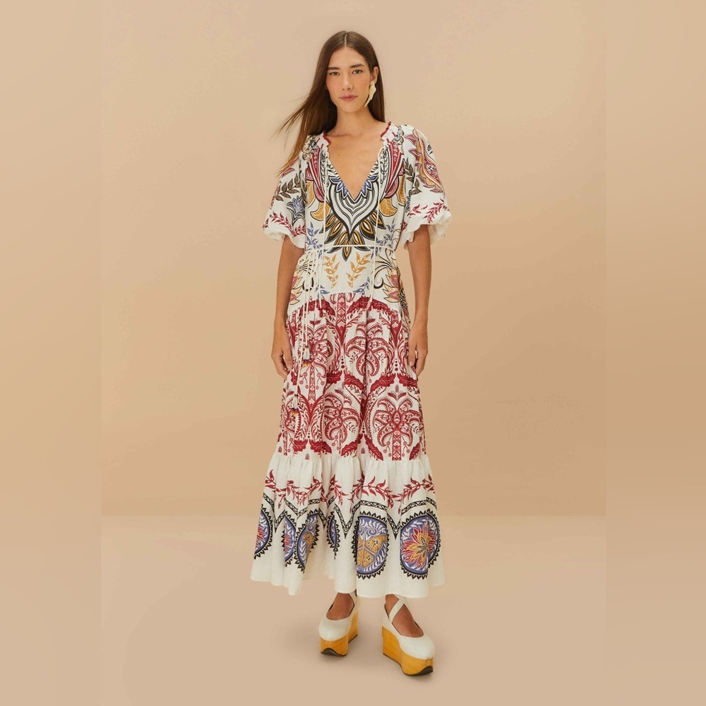 Farm Rio Tropical Camafeu Boho Glam Maxi Dress